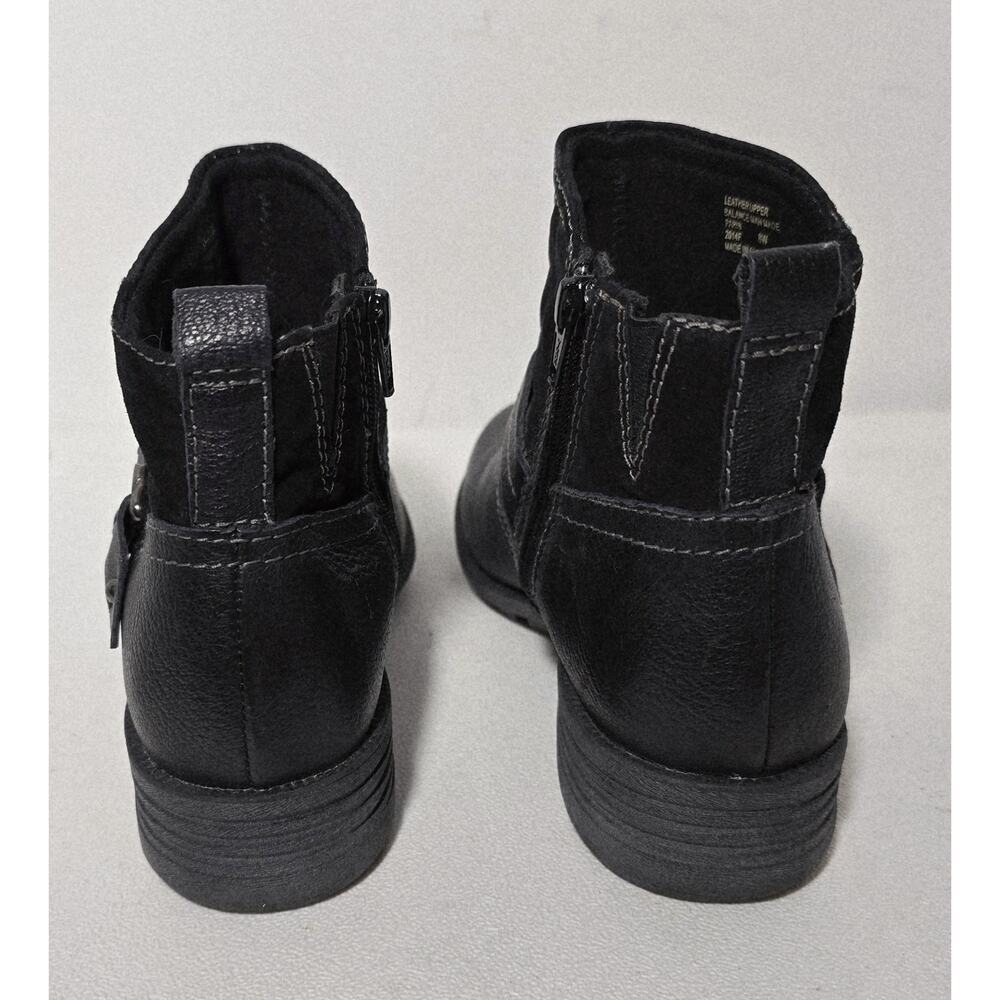 Earth Origins Women Paris Black Leather Zip Up Ankle Boot Strap Size 8 Wide - Picture 6 of 10